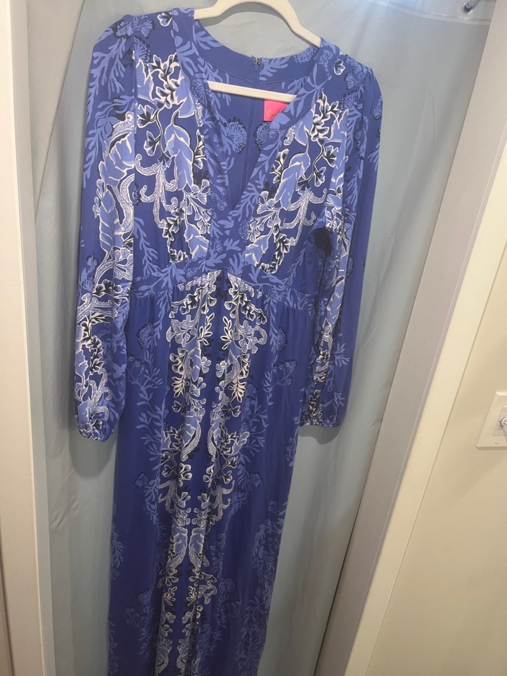 Lilly Pulitzer Royal Blue Floral Long Sleeve Maxi Dress